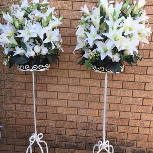 Big flower arrangements with iron stands