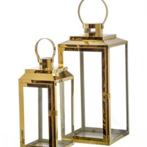 Golden lanterns candle holders set